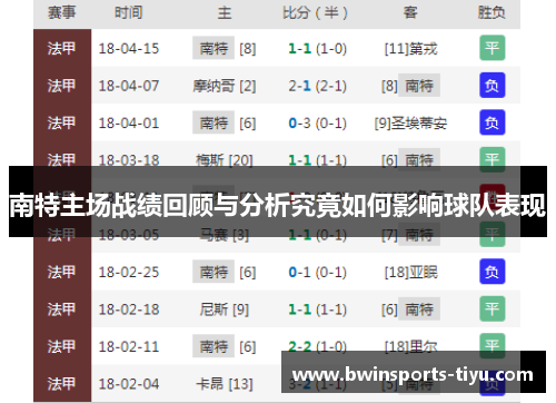 南特主场战绩回顾与分析究竟如何影响球队表现